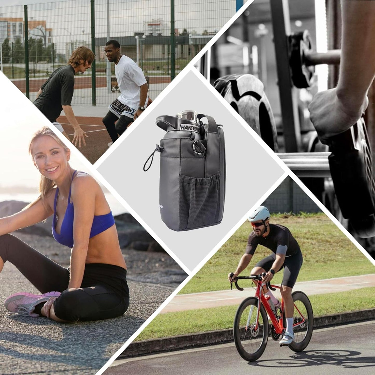 Magnetic Sport Bag for Men and Women Sling Gym Bag Travel Work with Water Bottle Holder, Phone Pockets Magnetic Attachment 46Oz