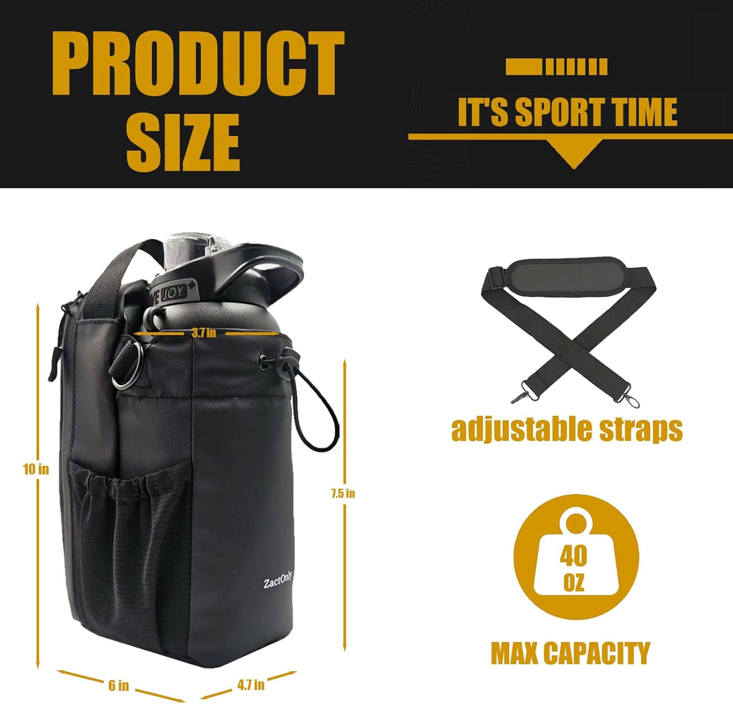 Magnetic Sport Bag for Men and Women Sling Gym Bag Travel Work with Water Bottle Holder, Phone Pockets Magnetic Attachment 46Oz
