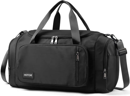 Gym Bags for Men & Women - Spacious Duffle Bag with Shoe Compartment & Wet Pocket, Carry on Weekender Bag Portable Sports Duffel Bag for Workout, Fitness, Travel, Black, 20.5" X 11.0" X 10.6"