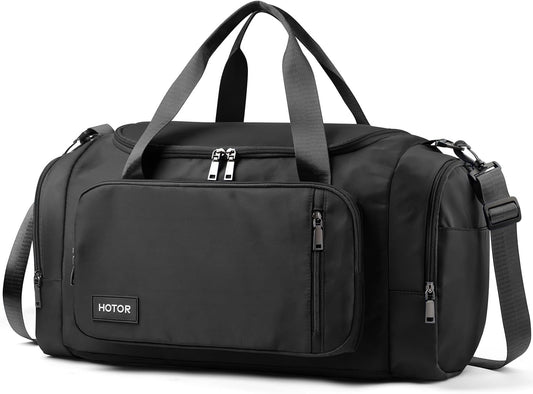 Gym Bags for Men & Women - Spacious Duffle Bag with Shoe Compartment & Wet Pocket, Carry on Weekender Bag Portable Sports Duffel Bag for Workout, Fitness, Travel, Black, 20.5" X 11.0" X 10.6"