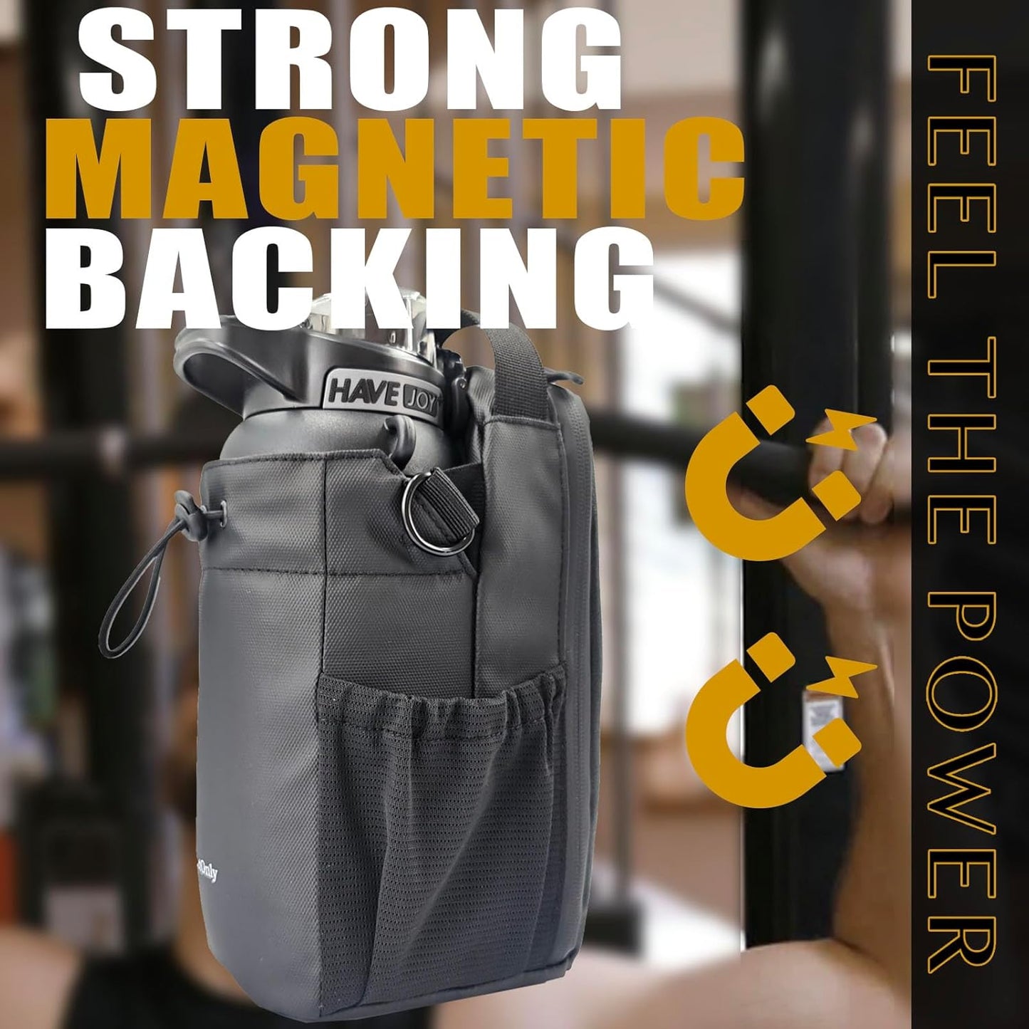 Magnetic Sport Bag for Men and Women Sling Gym Bag Travel Work with Water Bottle Holder, Phone Pockets Magnetic Attachment 46Oz