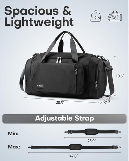 Gym Bags for Men & Women - Spacious Duffle Bag with Shoe Compartment & Wet Pocket, Carry on Weekender Bag Portable Sports Duffel Bag for Workout, Fitness, Travel, Black, 20.5" X 11.0" X 10.6"